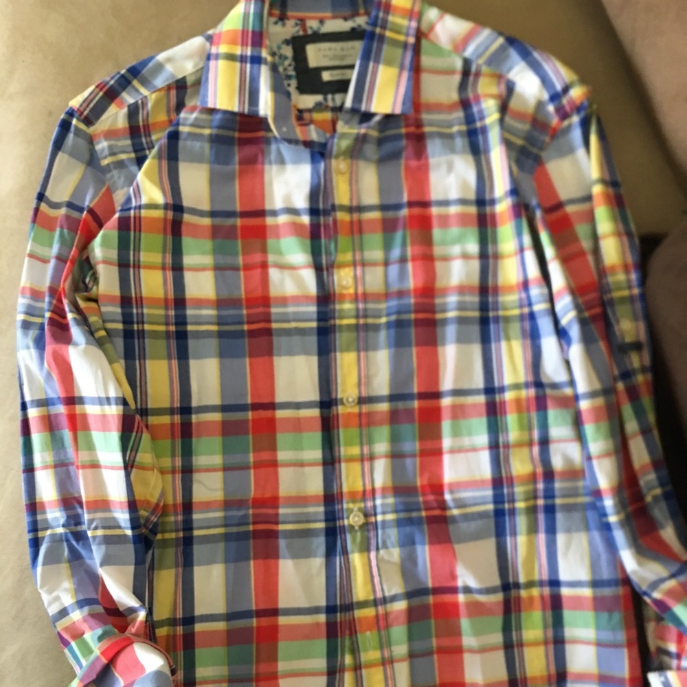 Zara very colorful shirt, modern square button